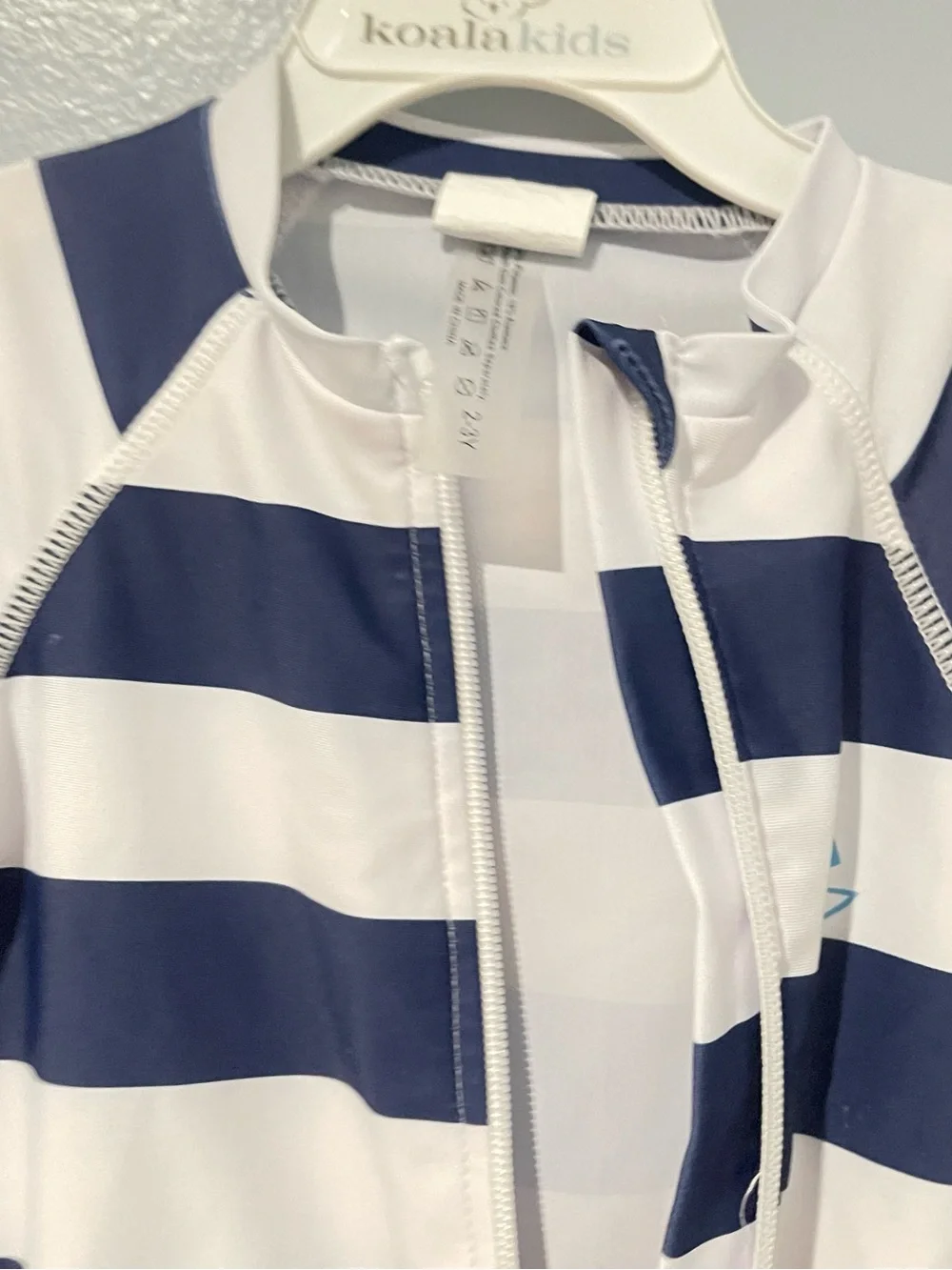 Shein | Toddler Boy | Size 2-3T | Navy + White Striped Baby Rash Guard One-Piece